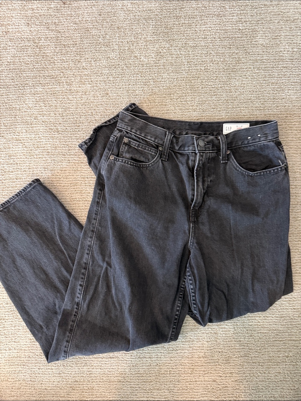 GAP Women's Barrel Leg High Rise Jeans in Washed Black Size 29R